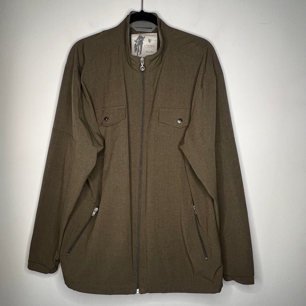 Linksoul Olive Zip Windbreaker Jacket Size XL - Picture 4 of 7
